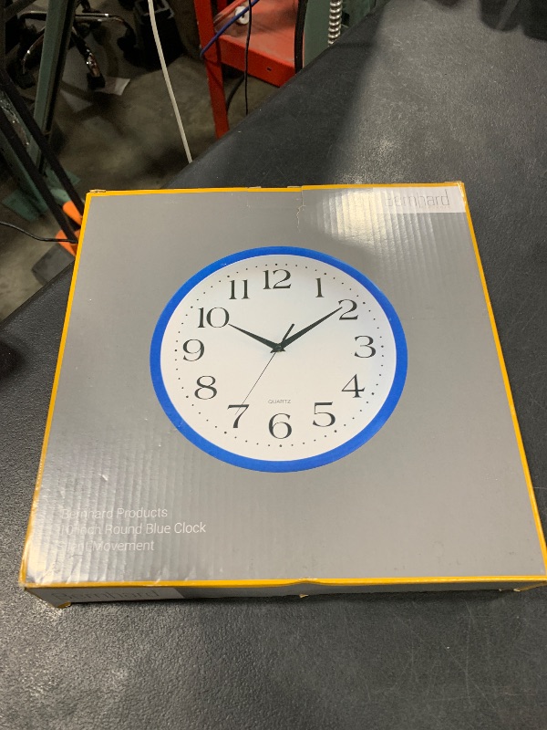 Photo 1 of Bernhard Products 10 Inch Blue Quartz Analog Wall Clock - Silent, Easy to Read, Quality Construction, Simple Design, Lightweight, Easy to Hang, Battery Operated