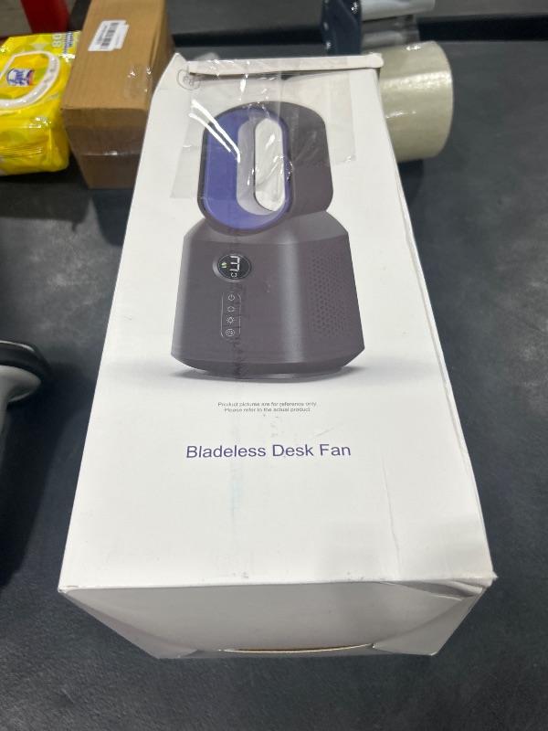 Photo 1 of Desk Fan, Portable Bladeless Fan 13 Inch Small Quiet Cooling Office Fan,106° Oscillation, LED Display, 3 Wind Speeds&3 Light Modes Personal Battery Operated Table Fan for Home, Office, Bedroom,Travel
