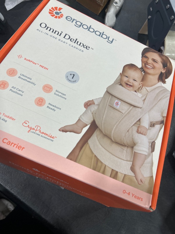 Photo 1 of Ergobaby Omni Deluxe All Carry Positions Breathable Mesh Baby Carrier with Enhanced Lumbar Support & Airflow, Newborn to Toddler, (Holds 7-45 lbs), Natural Beige
