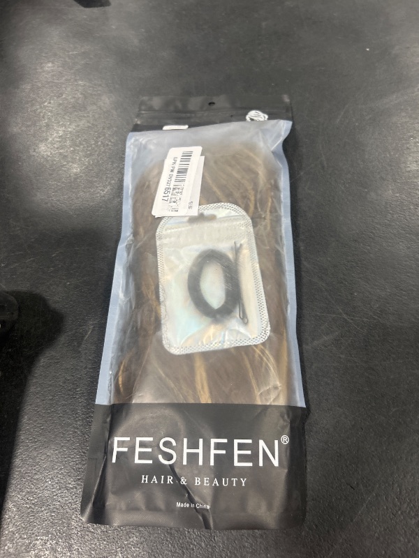 Photo 1 of FESHFEN Ponytail Extensions, Drawstring Ponytails Hair Extension Golden Brown Mix Blonde Long Curly Wavy Hair Piece Synthetic Pony Tail Hairpieces for Women 18 inch