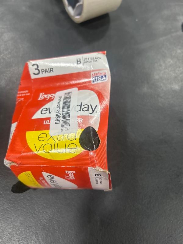 Photo 1 of L'eggs Everyday Control Top Sheer Toe Pantyhose for All Day Comfort, 100% Nylon, Jet Black, Size B (Pack of 3)