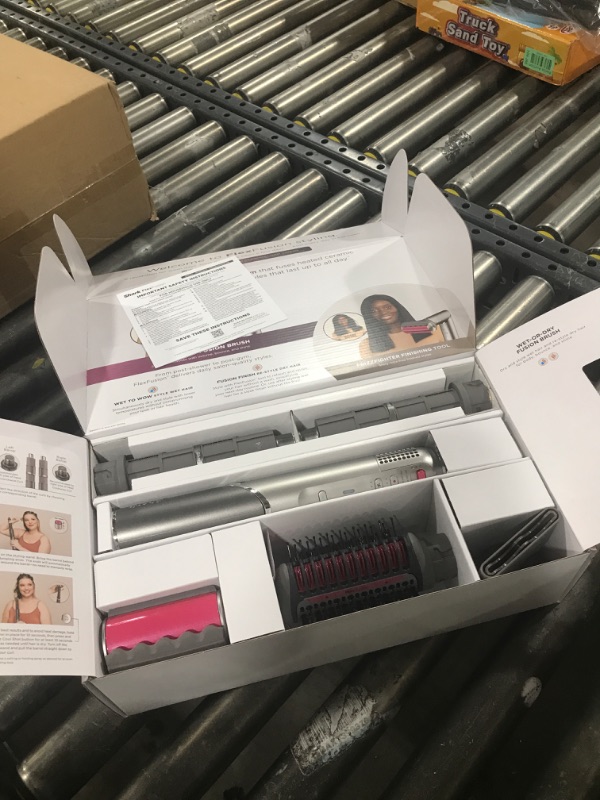 Photo 1 of Shark FlexFusion Hair Dryer with Fusion Hair Brush, Ceramic Air Styler with Auto-Wrap Hair Curlers & Concentrator, Ceramic Plates, Metallic Mist HD641