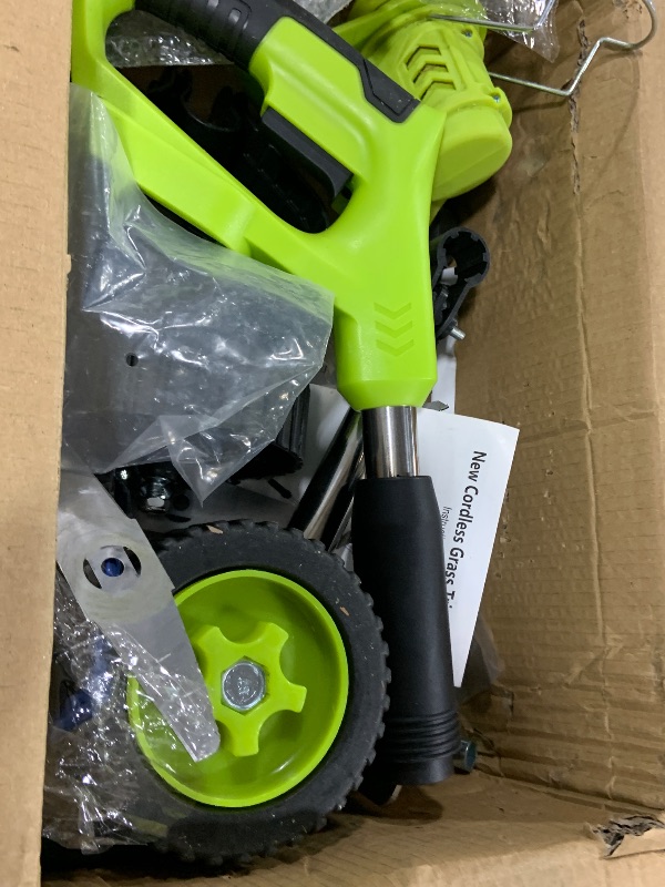 Photo 1 of 6 Inch Electric Weed Wacker with Wheels, Lightweight Electric Weed Eater, 650W High Power 8500 RPM,4000mAh Battery Powered Weed Eater, Multifunctional Grass Trimmer Lawn Tool,Green