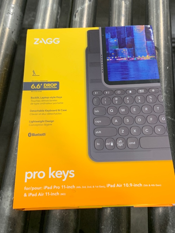 Photo 1 of ZAGG Pro Keys Detachable Case and Wireless Keyboard for Apple iPad Air 11" (M3)/ Pro 11" (Gen 1,2,3,4) and iPad Air (Gen 4,5,& M2), Bluetooth Pairing, Apple Pencil Holder, 6.6ft Drop Protection
