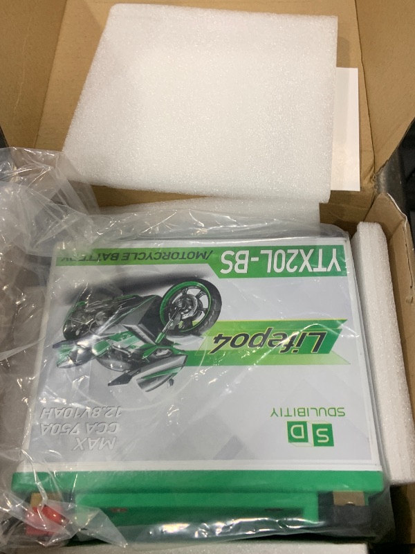 Photo 1 of Lithium Motorcycle Battery LiFePO4 YTX20L-BS 12.8V 10Ah 580-750CCA Powersports Battery For Motorcycle Compatible ATV, UTV, Jet Ski, 4 wheeler, Scooter, PWC, Seadoo, Polaris and Generator Battery