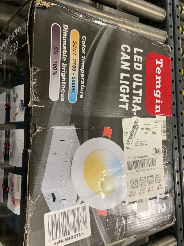 Photo 1 of Temgin 12 Pack 5 inch 5CCT Led Recessed Light with Junction Box, 2700K-5000K Selectable, 10W Eqv 70W, 800LM Dimmable LED Downlight