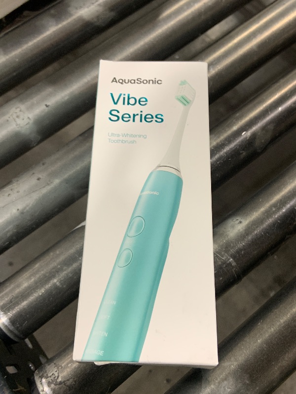 Photo 1 of Aquasonic Vibe Series Ultra-Whitening Toothbrush – ADA Accepted Power Toothbrush - 8 Brush Heads & Travel Case – 40,000 VPM Motor & Wireless Charging - 4 Modes w Smart Timer – Mint Green Metallic