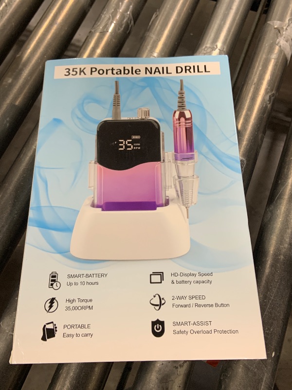 Photo 1 of CIVPOWER Nail Drill Professional: 35000RPM Electric Nail File - Portable Rechargeable LED Display Nail Tool Kit- Manicure Pedicure Salon Home DIY Purple