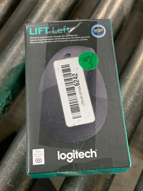 Photo 1 of Logitech Lift Left Vertical Ergonomic Mouse, Left-handed, Wireless, Bluetooth or Logi Bolt USB, Quiet clicks, 4 buttons, compatible with Windows/macOS/iPadOS, Laptop, PC - Graphite