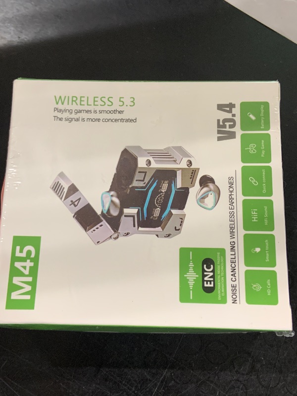 Photo 1 of StitchGreen M45 True Wireless Earbuds with ENC, Bluetooth 5.3, IPX7 Waterproof, 120 Hours Long Battery Life with Built-in Mic, Compatible with iPhone & Androids (Black)