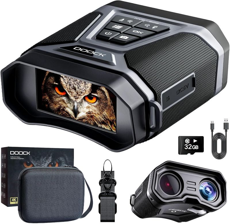 Photo 1 of Night Vision Binoculars, 4K Night Vision Goggles for Adults, 3” Large Screen Digital Infrared NVG Goggles with Camera, Rechargeable Battery & Full Color in Low Light, Hunting Gear for Men-Silver Gray
