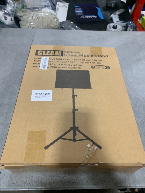 Photo 1 of GLEAM Sheet Music Stand - Full Metal with Carrying Bag, Phone Holder, Sheet Music Folder and Clip, 5 in 1 Desktop Book Stand