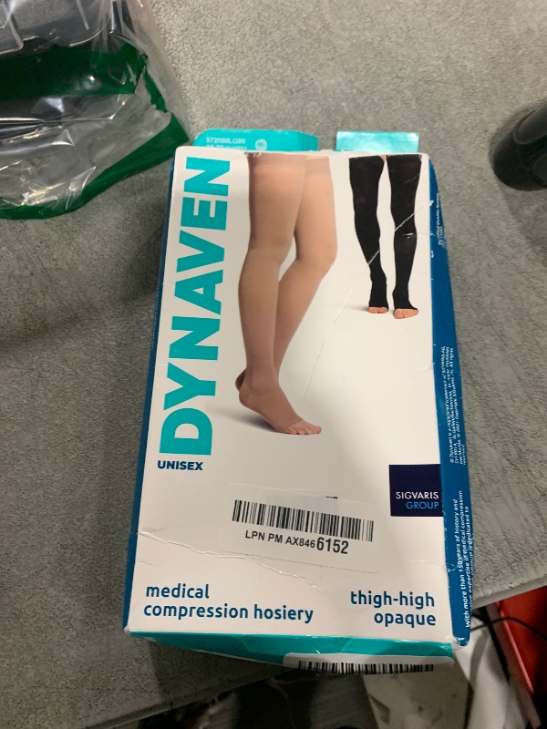 Photo 1 of DYNAVEN by Sigvaris Women's Compression Thigh-Highs 20-30mmHg - Open Toe & Grip-Top Design for Enhanced Support - Medium Long - Light Beige