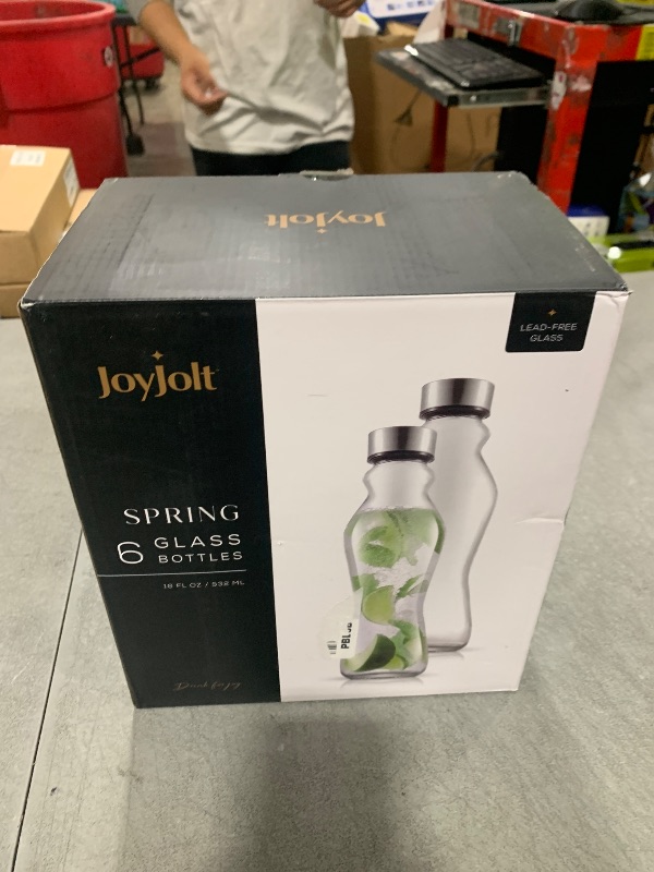 Photo 1 of JoyJolt Spring Glass Water Bottles Set of 6-18 oz Glass Bottles with Stainless Steel Caps - Glass Drinking Bottles with Leakproof Lids - Reusable Glass Juice Bottle - Container Bottle Set