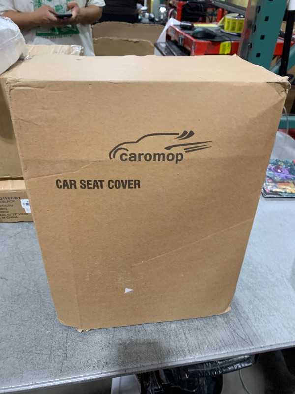 Photo 1 of CAROMOP Luxury PU Leather Car Seat Covers Full Set-Waterproof Seat Protectors with Split Bench Seat Covers for Cars-Universal Cars Interior Covers for Sedans, SUVs, Pick-up Trucks (Black/Red Line)