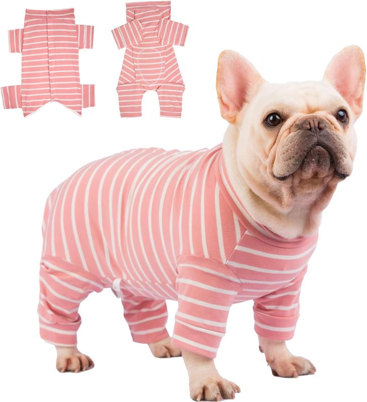 Photo 1 of AOKAZI Dog Surgery Recovery Suit, Puppy Cat Onesie for Shedding Skin Disease Wound Protection, Medical Pet Surgical Suit w/Long Sleeve, Dog Pajamas (Pink, X-Small)