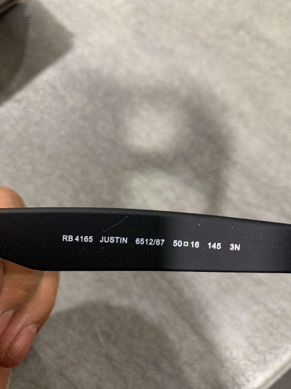 Photo 1 of Ray-Ban RB4165 Justin Rectangular Sunglasses, Rubber Transparent/Dark Grey, 51 mm