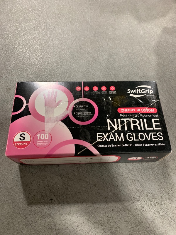 Photo 1 of SwiftGrip Pink Disposable Gloves, Medical exam Gloves Disposable Latex Free, Gloves for Cleaning & Esthetician, Pink Rubber Gloves, Pink Cleaning Gloves, Powder-Free, 100-ct Box (Small)
