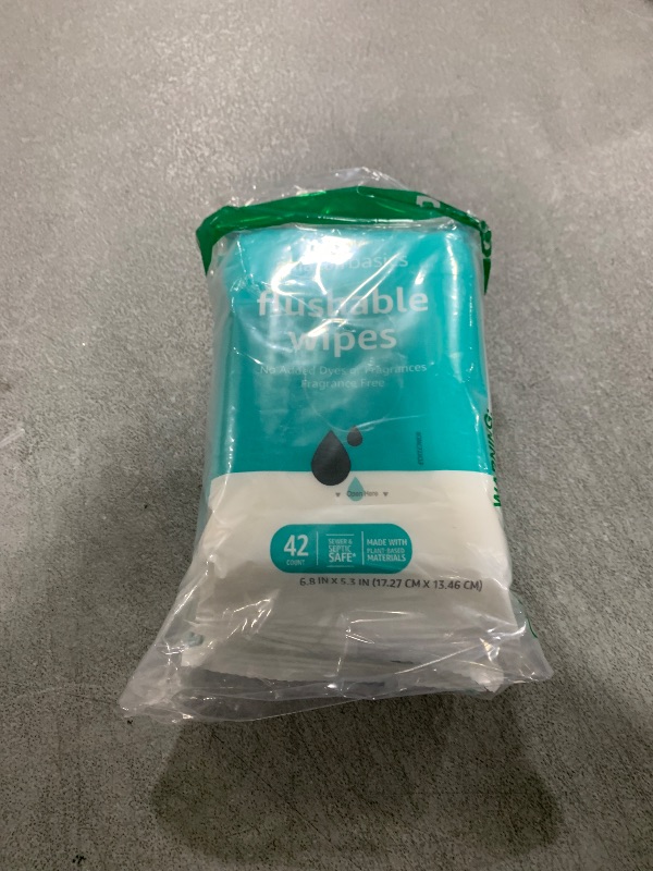 Photo 1 of Amazon Basics Adult Wet Wipes Flushable Fragrance Free, 126 Count (3 Packs) Packaging May Vary