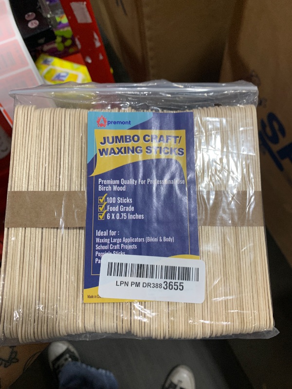 Photo 1 of 100 Piece Large Jumbo Wooden Craft Sticks (6" x 3/4"), Premium Natural Organic Wood for Waxing, Craft Project, Tongue Depressor, Popsicle, Ice Cream Stick,Woodcraft, Paint Stirrer and Art - Apremont