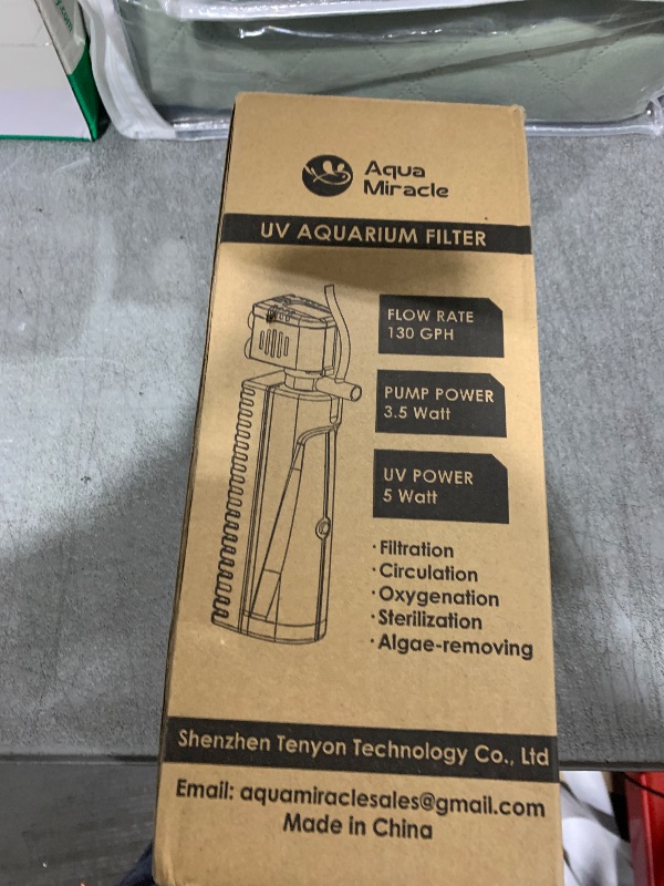 Photo 1 of AquaMiracle Aquarium Filter with U - V Light & Pre-Filter Sponge, Fish Tank Filter with Timer (3/6/12/24 Hours) for Green Water, Turtle Filter with Aeration for Tanks 10-40 Gallon