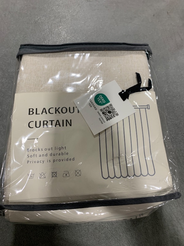 Photo 1 of 100% Blackout Shield Linen Blackout Curtains for Bedroom 108 Inches Long, Back Tab/Rod Pocket Living Room Drapes, Thermal Insulated Blackout Curtains 2 Panels Set, 50" W x 108" L,Cream