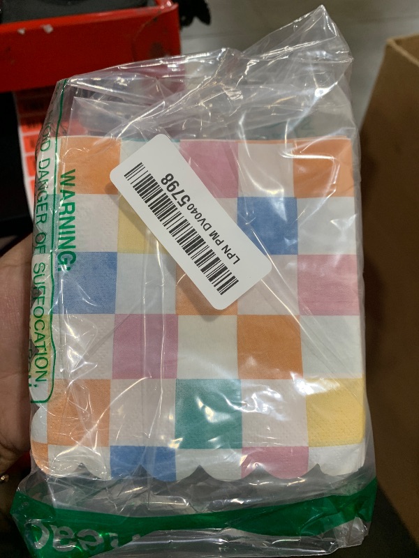 Photo 1 of Saypacck 100 Pcs Colorful Paper Napkins, Colorful Pattern Disposable Napkins Rainbow Gingham Napkins Striped Plaid Dots Party Supplies for Baby Shower Wedding Birthday Graduation Picnic BBQ Decoration