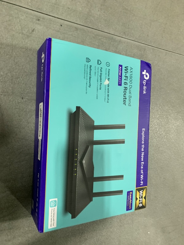 Photo 1 of TP-Link AX1800 WiFi 6 Router V4 (Archer AX21) – Dual Band Wireless Internet, Gigabit, Easy Mesh, Works with Alexa - A Certified for Humans Device