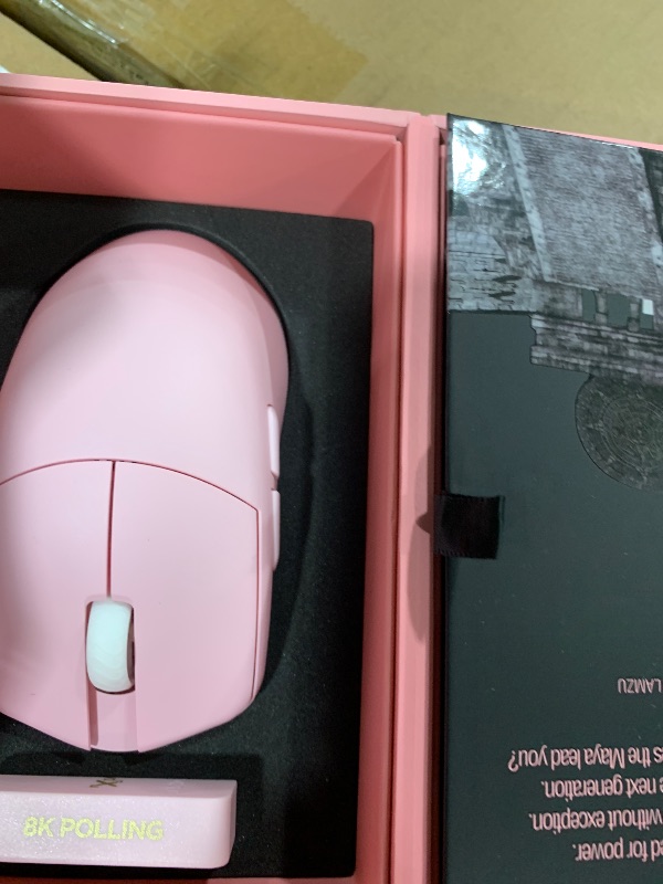 Photo 1 of Lamzu Maya X Wireless Gaming Mouse, Ultra Lightweight 47g, Optical Switch, Maximum 30000 DPI, Symmetrical, MCU Nordic 52840, Dust-Proof Encoder, PAW3950 Sensor(Larger Maya) (Pink)