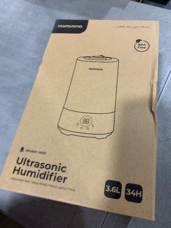 Photo 1 of Homvana Humidifiers for Bedroom Home, 3.6 L Cool Mist Top-Fill 34H Super Long Time, Quiet 16dB, Baby Humidifier, Oil Diffuser for Large Room, Plants, Nursery, Office BPA FREE, 7 Color Light Ultrasonic