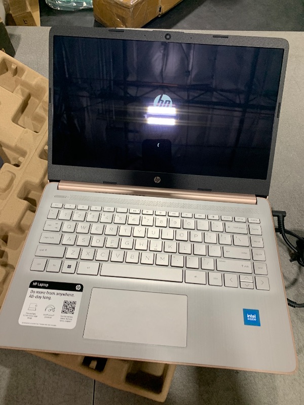Photo 1 of HP 14 Laptop, Intel Celeron N4020, 4 GB RAM, 64 GB Storage, 14-inch HD Touchscreen, Windows 11 Home, Thin & Portable, 4K Graphics, One Year of Microsoft 365 (14-dq0070nr, 2021, Pale Rose Gold)