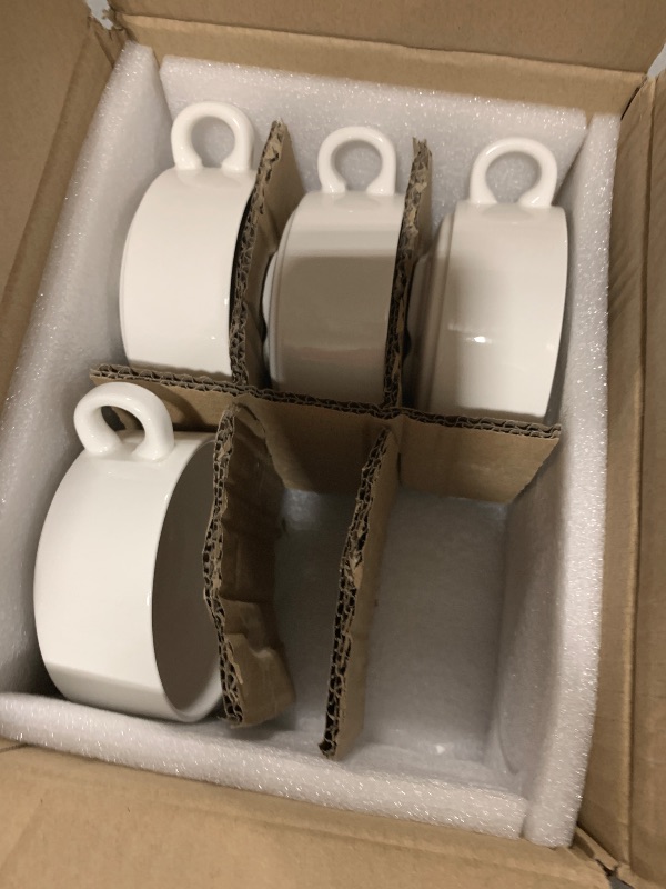 Photo 1 of Foraineam Porcelain Bowls with Double Handles 10 Ounce White French Onion Soup Crocks Round Stackable Bowls for Soup, Cereal, Oatmeal, Set of 6