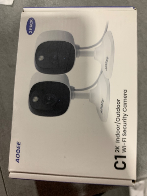 Photo 1 of AOQEE 2K Cameras for Home Security-Outdoor/Indoor Camera for Dog/Cat/Pet/Nanny/Baby, Color Night Vision, White Light, Siren, 24/7 SD Recordings, Works with Alexa/Google Home, C1-White-2P (2.4Ghz WiFi)