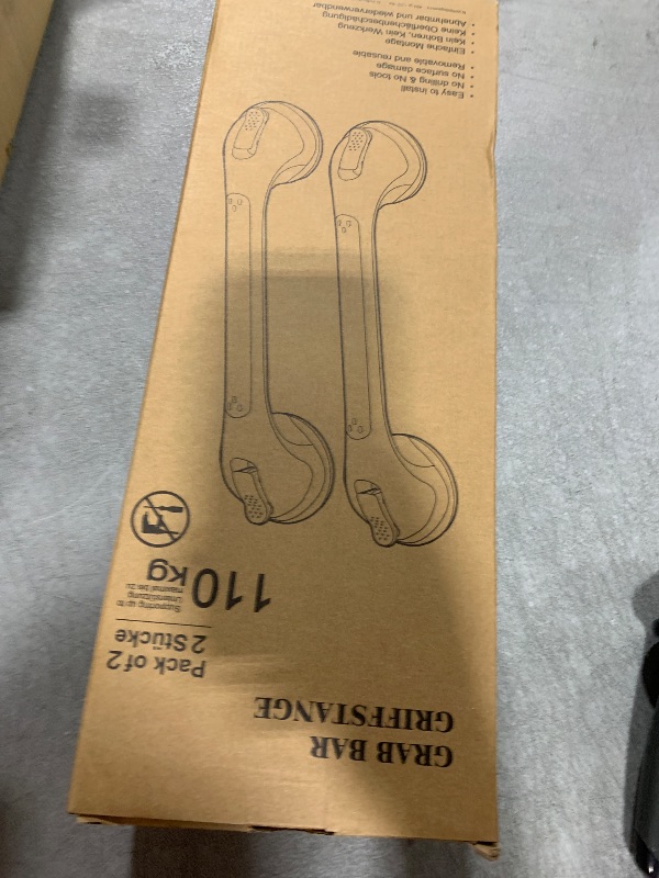 Photo 1 of LEVERLOC 2 Pack Shower Grab Bars for Bathtubs and Showers, Easy to Install Suction Shower Handles for Bathroom Removable Handrails for Seniors Elderly Heavy Duty Safety Grip Waterproof Drill Free Gray