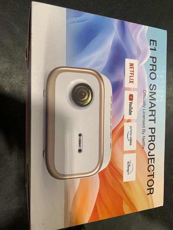 Photo 1 of VIZONY E1 Pro Netflix-Certified Smart Projector, 550 ANSI Lumens, WiFi Bluetooth, Auto Focus & Keystone, Native 1080P & 4K Support, Full-Sealed Optical Engine, Portable Home Theater for Indoor/Outdoor