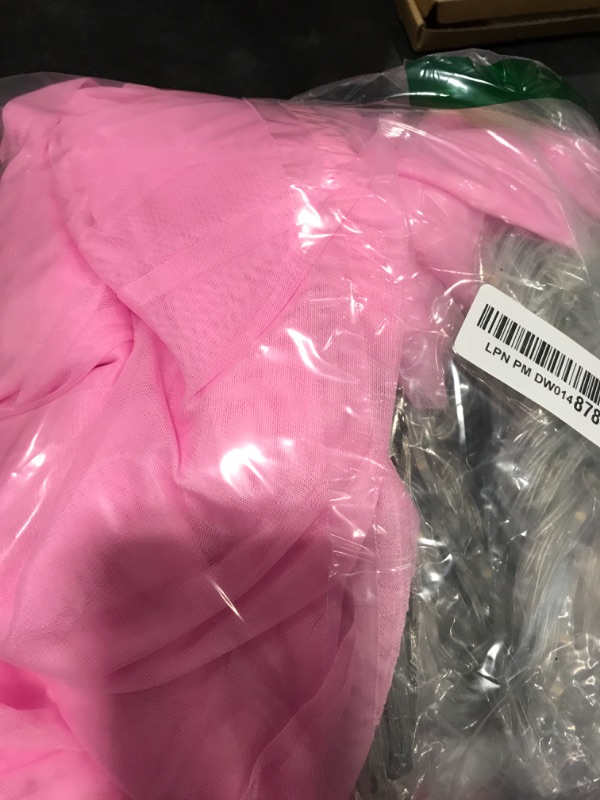 Photo 1 of Pink Tulle Backdrop Curtains with Lights String for Parites 20ft×8ft Pink Sheer Backdrop Curtains for Baby Shower Girls Bridal Shower Birthday Party Photo Shoot Decorations(4 Panels 5×8ft)
