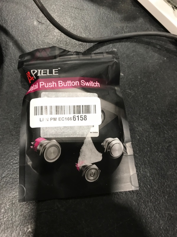 Photo 1 of APIELE 16mm Momentary Push Button Switch On Off Stainless Steel with 12V LED Angel Eye Head for 16mm 0.63" Mounting Hole with Wire Socket Self-Reset (Blue)