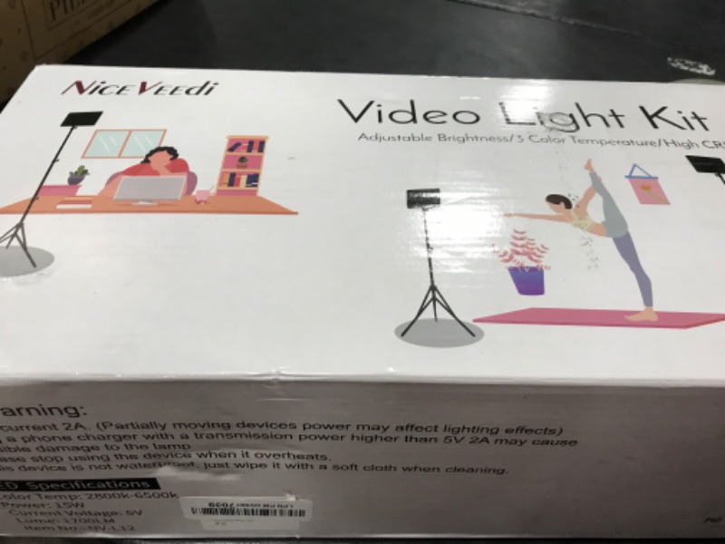 Photo 1 of 2-Pack LED Video Light Kit, NiceVeedi Studio Light, 2800-6500K Dimmable Photography Lighting Kit with Tripod Stand&Phone Holder, 73" Stream Light for Video Recording, Game Streaming, YouTube
