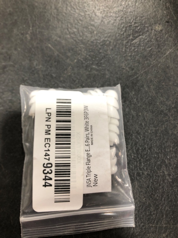 Photo 1 of JNSA Triple Flange Ear Tips Eartips Earpads Ear Buds Tips Compatible with Inside Diameter 4mm-5mm Earbuds in-Ear Headphones,S/M/L,6 Pairs, White 3F6P3W