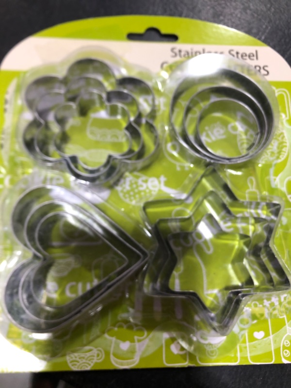 Photo 1 of Metal Cookie Cutters Set- Heart, Star, Round, Flower - 12Pcs Cookie Cutters - Heart Star Cookie Cutter Round Small Cutter Flower Cookie Cutter for Baking