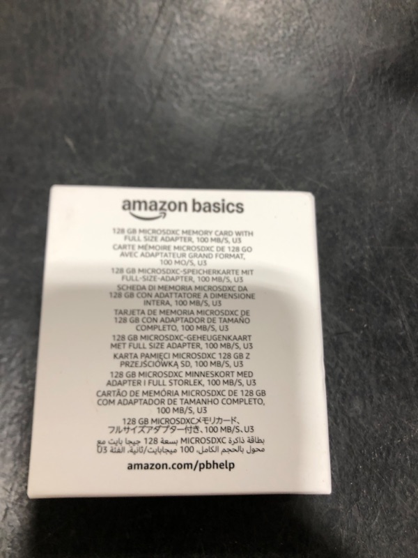 Photo 1 of Amazon Basics Micro SDXC Memory Card with Full Size Adapter, A2, U3, Read Speed up to 100 MB/s, 128 GB, Black