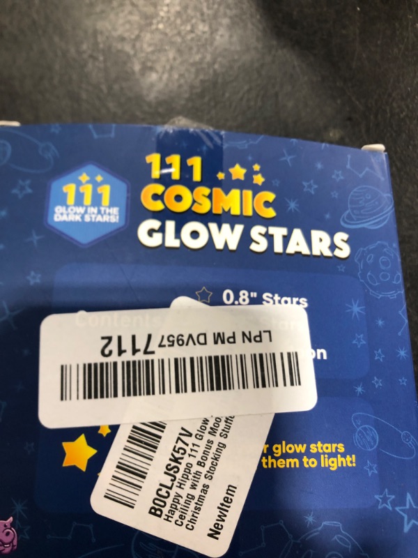 Photo 1 of Happy Hippo 111 Glow in The Dark Stars for Ceiling with Bonus Moon (111-Pack) Christmas Stocking Stuffers for Kids, White
