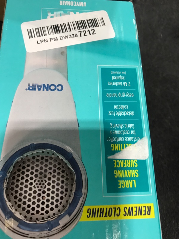 Photo 1 of Conair Fabric Shaver and Lint Remover, Battery Operated Portable Fabric Shaver, White