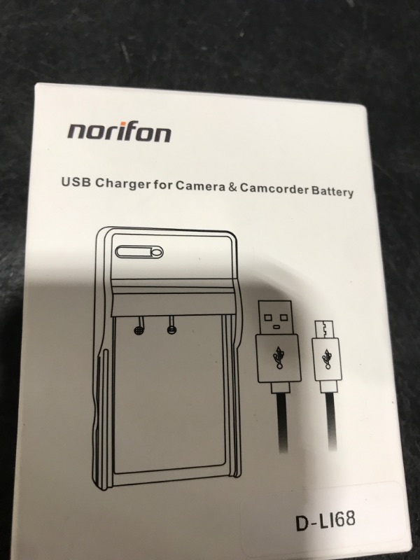 Photo 1 of Norifon D-LI68 USB Charger for Pentax Optio A36, Optio S10, Optio S12, Optio VS20, Q, Q10, Q7 Camera and More