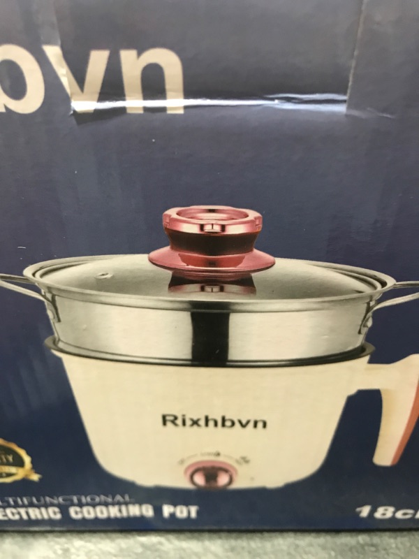 Photo 1 of Rixhbvn Hot Pot Electric with Steamer, Rapid Noodles Cooker,Non-Stick Electric Pot for Raman, Soup, Noodles, Steak, Oatmeal, Rapid, with Temperature control, (Rotary switch), 1.8L,Purple