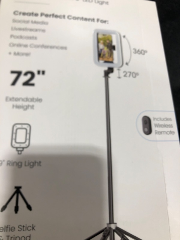 Photo 1 of M MYBAT PRO Selfie Ring Light with 72" Tripod Stand - Extendable Selfie Stick with Light for Phone, Live Streaming, Makeup, Travel, Gaming, Video, Includes Phone Holder& USB-C Powered
