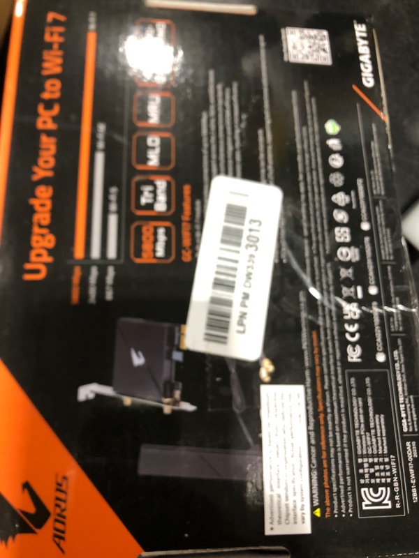 Photo 1 of GIGABYTE WiFi 7 GC-WIFI7 (802.11/ Tri-Band WiFi/Bluetooth 5.3/ 4K-QAM/PCIe Expansion Card)