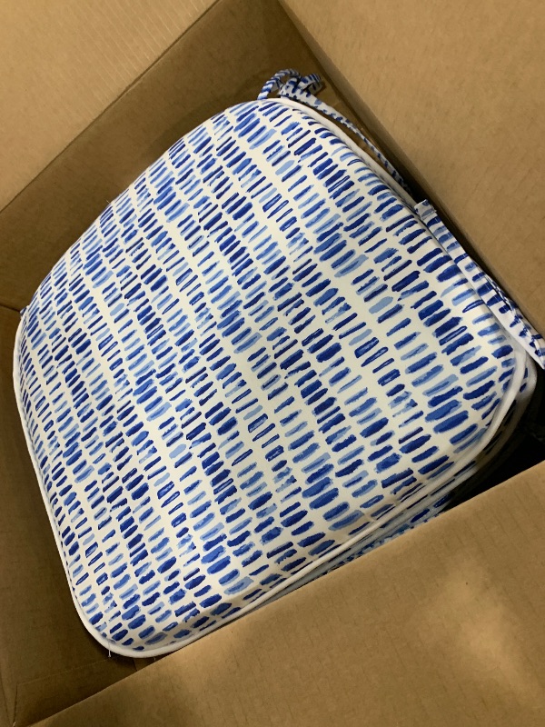 Photo 1 of LVTXIII Outdoor Chair Cushions Set of 4, Patio Seat Cushions D16” x W17” x H2 with Ties for Patio Furniture Chairs Home Garden Decoration, Pebble Blue