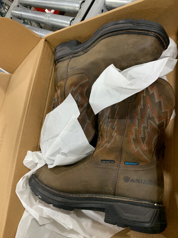 Photo 1 of ARIAT BMVY9 Mens Big Rig Waterproof Composite Toe Work Boot Dark Brown/Distressed Brown 10 X-Wide