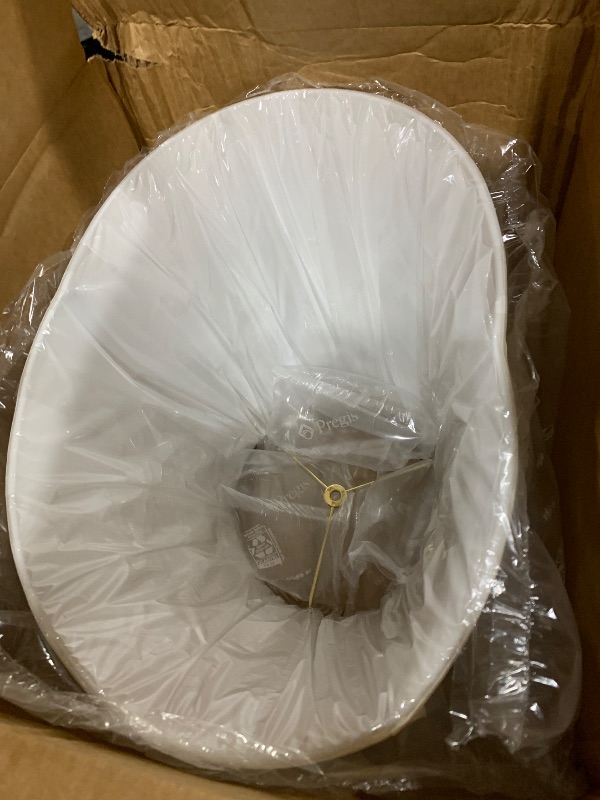 Photo 1 of Aspen Creative 35002A Transitional Hexagon Bell Shape Spider Construction Lamp Shade in Off White, 16" wide (10" x 16" x 14")